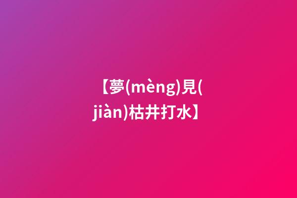 【夢(mèng)見(jiàn)枯井打水】