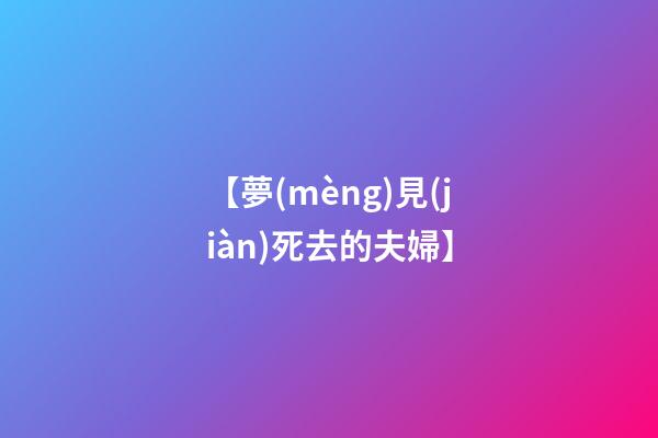 【夢(mèng)見(jiàn)死去的夫婦】