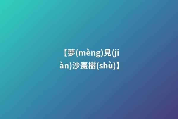 【夢(mèng)見(jiàn)沙棗樹(shù)】