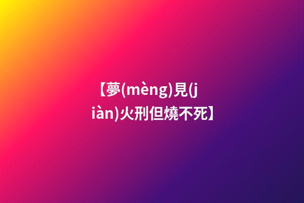 【夢(mèng)見(jiàn)火刑但燒不死】