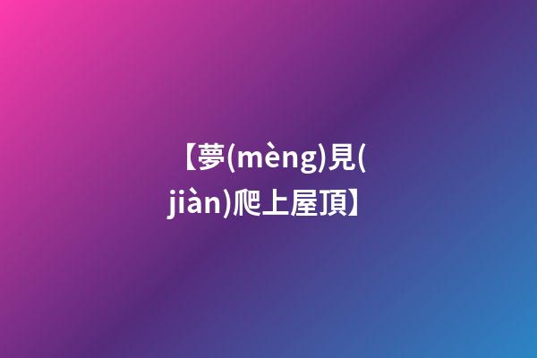 【夢(mèng)見(jiàn)爬上屋頂】