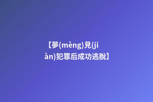 【夢(mèng)見(jiàn)犯罪后成功逃脫】