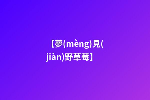 【夢(mèng)見(jiàn)野草莓】
