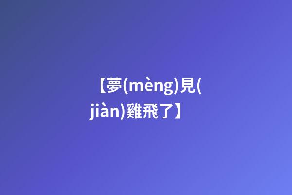 【夢(mèng)見(jiàn)雞飛了】