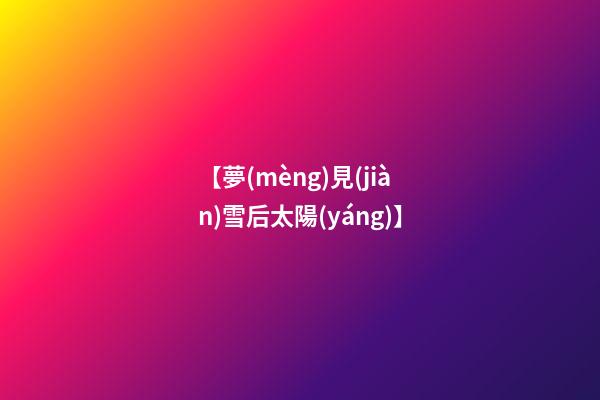 【夢(mèng)見(jiàn)雪后太陽(yáng)】