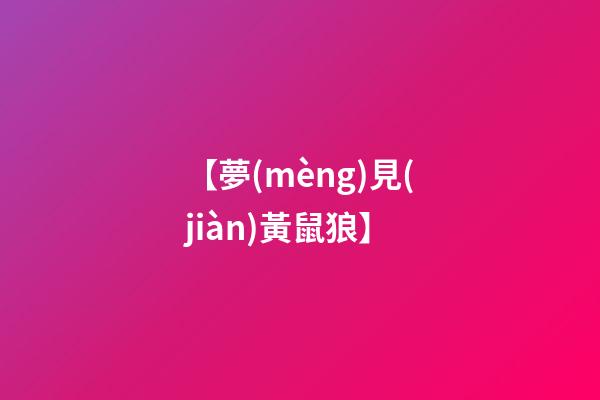 【夢(mèng)見(jiàn)黃鼠狼】