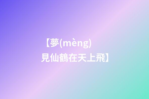 【夢(mèng)見仙鶴在天上飛】