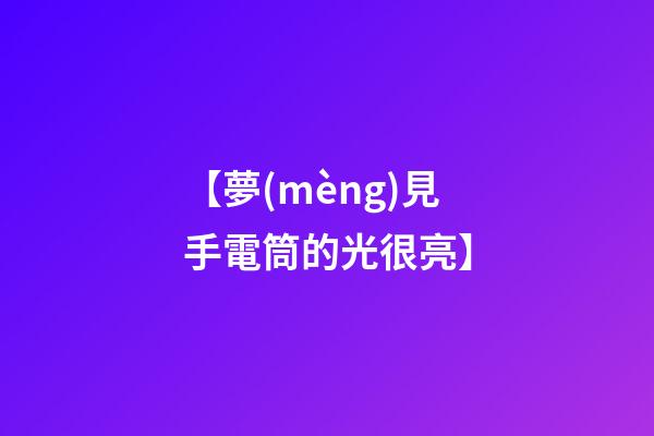 【夢(mèng)見手電筒的光很亮】