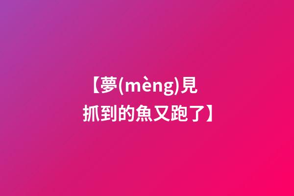 【夢(mèng)見抓到的魚又跑了】