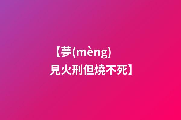【夢(mèng)見火刑但燒不死】