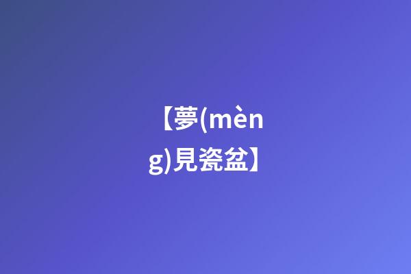 【夢(mèng)見瓷盆】