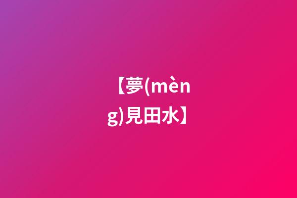 【夢(mèng)見田水】