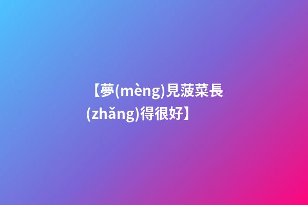 【夢(mèng)見菠菜長(zhǎng)得很好】