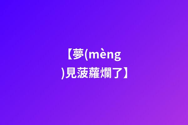 【夢(mèng)見菠蘿爛了】