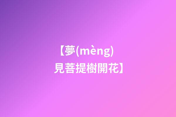 【夢(mèng)見菩提樹開花】