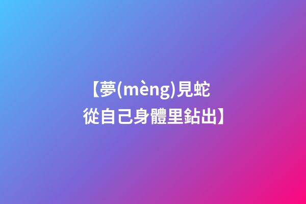 【夢(mèng)見蛇從自己身體里鉆出】