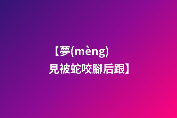 【夢(mèng)見被蛇咬腳后跟】