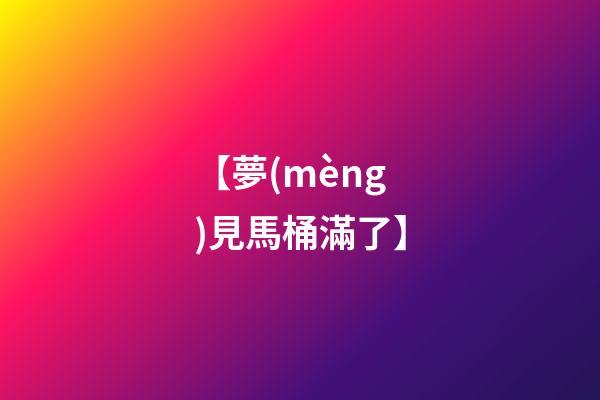 【夢(mèng)見馬桶滿了】