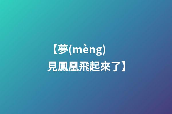 【夢(mèng)見鳳凰飛起來了】