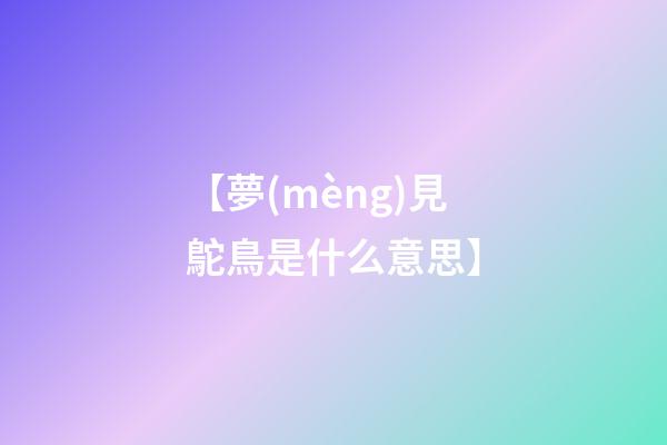 【夢(mèng)見鴕鳥是什么意思?】
