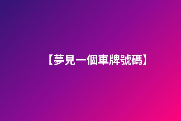 【夢見一個車牌號碼】