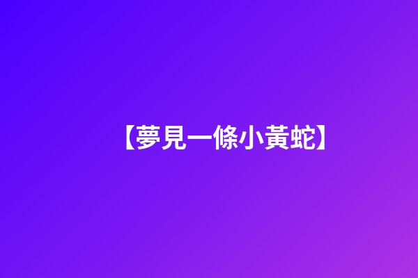 【夢見一條小黃蛇】