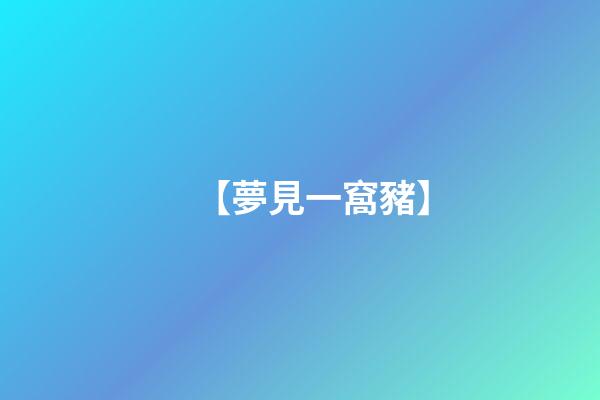 【夢見一窩豬】