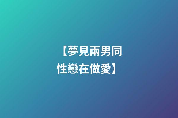 【夢見兩男同性戀在做愛】