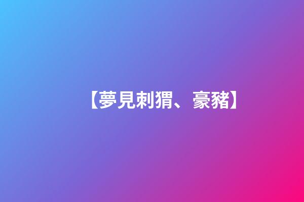【夢見刺猬、豪豬】