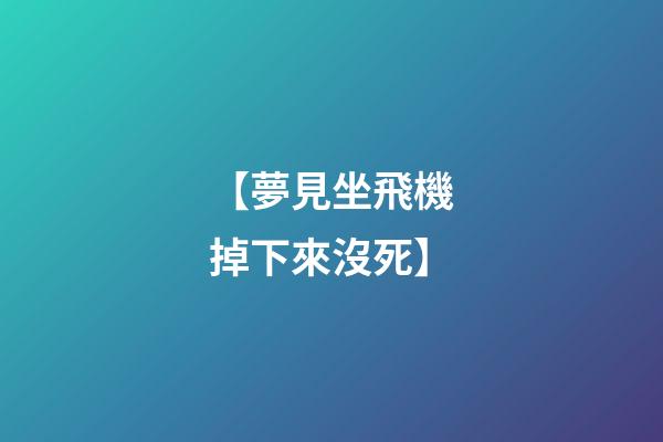 【夢見坐飛機掉下來沒死】