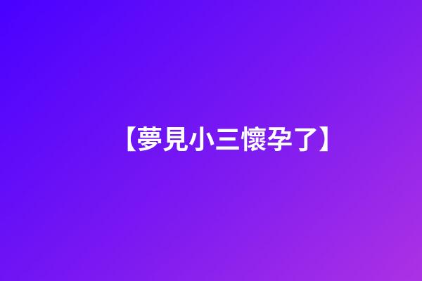【夢見小三懷孕了】