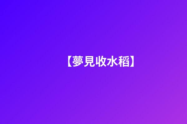 【夢見收水稻】