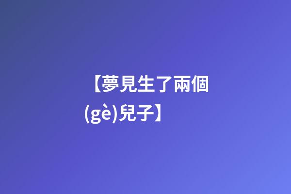 【夢見生了兩個(gè)兒子】