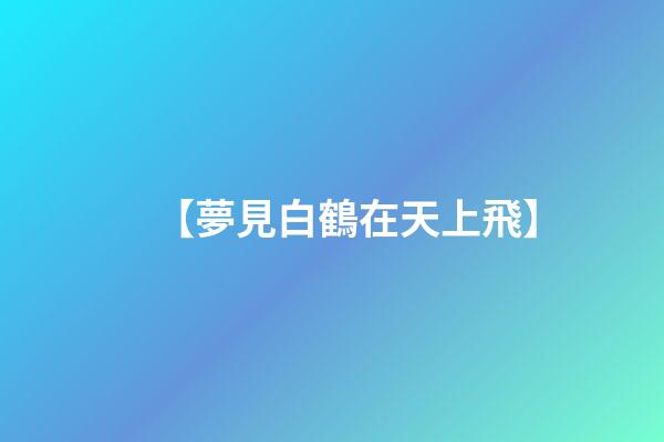 【夢見白鶴在天上飛】