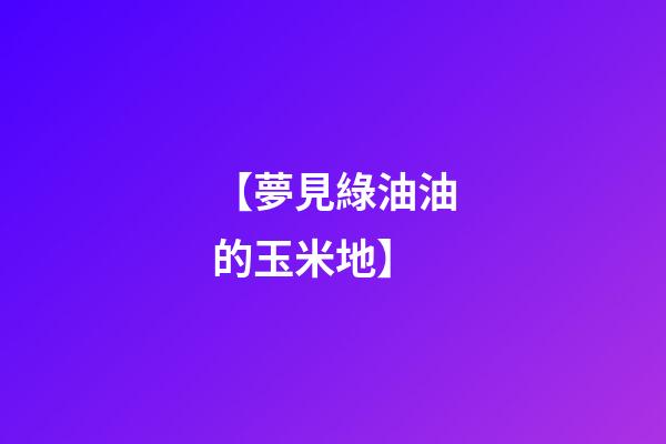 【夢見綠油油的玉米地】
