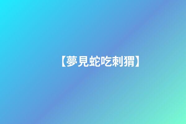 【夢見蛇吃刺猬】