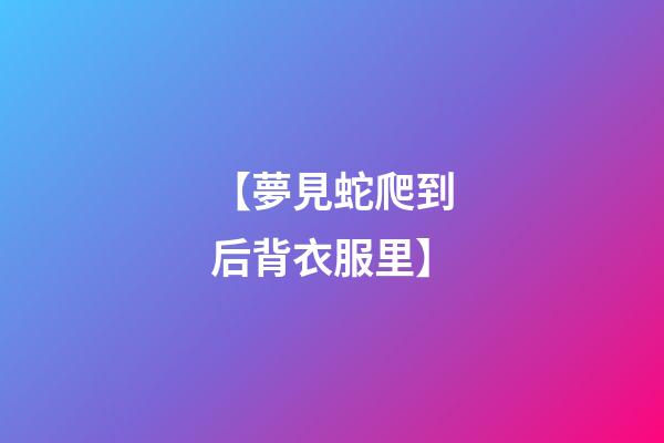 【夢見蛇爬到后背衣服里】