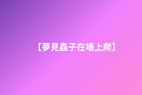 【夢見蟲子在墻上爬】