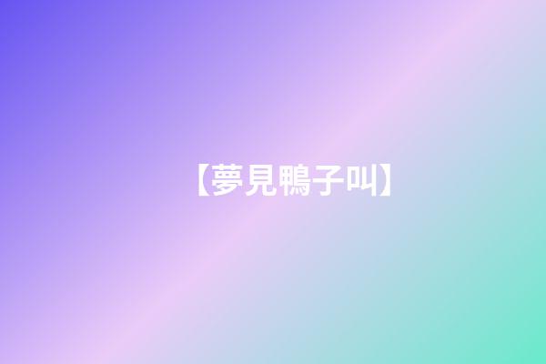 【夢見鴨子叫】