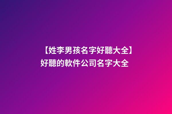 【姓李男孩名字好聽大全】好聽的軟件公司名字大全-第1張-公司起名-玄機派