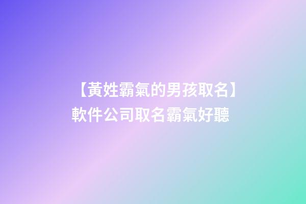 【黃姓霸氣的男孩取名】軟件公司取名霸氣好聽-第1張-公司起名-玄機派