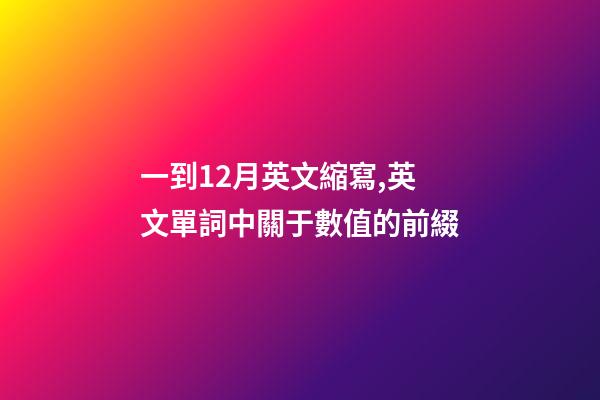 一到12月英文縮寫,英文單詞中關于數值的前綴-第1張-觀點-玄機派