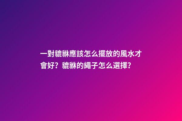 一對貔貅應該怎么擺放的風水才會好？貔貅的繩子怎么選擇？