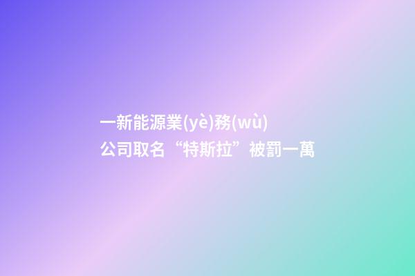 一新能源業(yè)務(wù)公司取名“特斯拉”被罰一萬-第1張-公司起名-玄機(jī)派