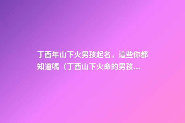 丁酉年山下火男孩起名，這些你都知道嗎（丁酉山下火命的男孩）