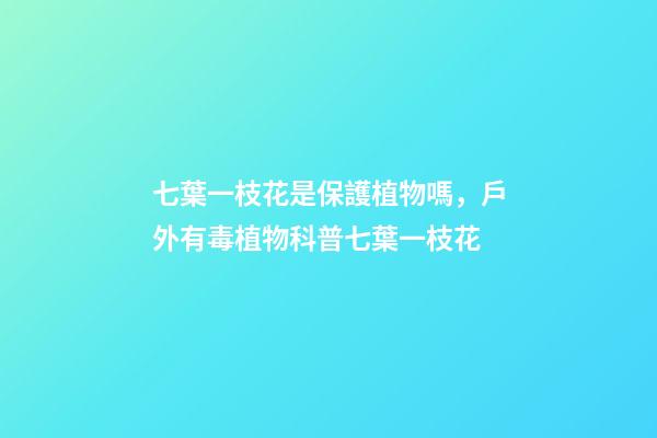 七葉一枝花是保護植物嗎，戶外有毒植物科普七葉一枝花-第1張-觀點-玄機派