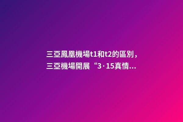 三亞鳳凰機場t1和t2的區別，三亞機場開展“3·15真情服務”主題咨詢活動-第1張-觀點-玄機派