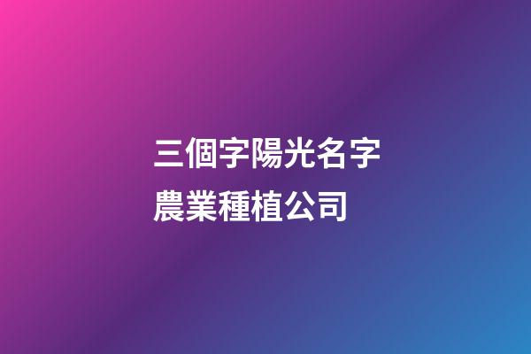 三個字陽光名字農業種植公司-第1張-公司起名-玄機派