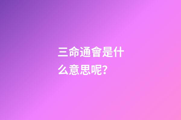 三命通會是什么意思呢？