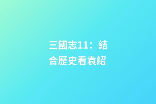 三國志11：結合歷史看袁紹-第1張-觀點-玄機派
